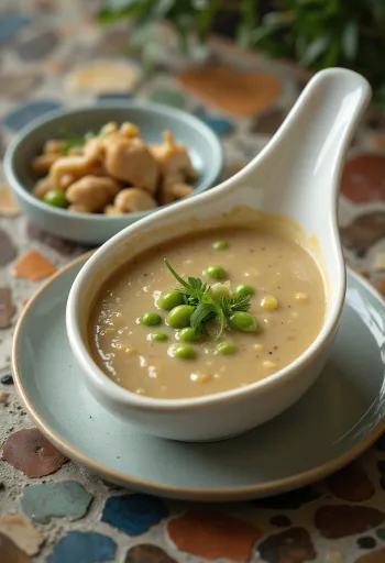 רוטב פלפל ירוק מתובל מוגש