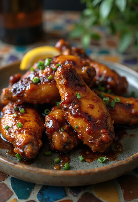 כנפי הודו מעושנות בברביקיו מוגשות