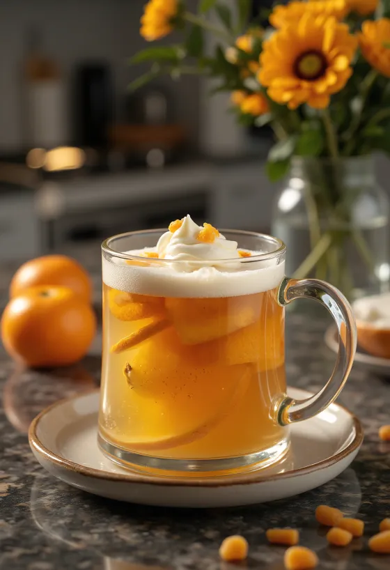 סיידר הדרים ונענע מוגש בכוס