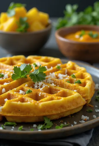 וופל קארי עם חלב קוקוס וכוסברה