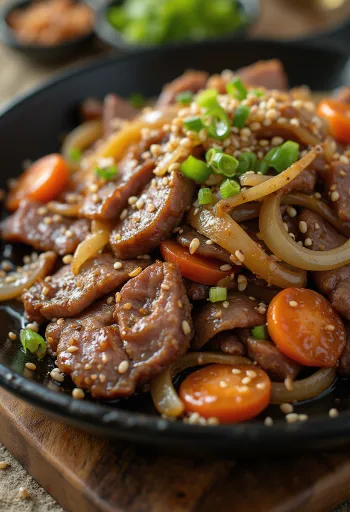 בולגוגי קלאסי מוגש עם בשר בקר וליים