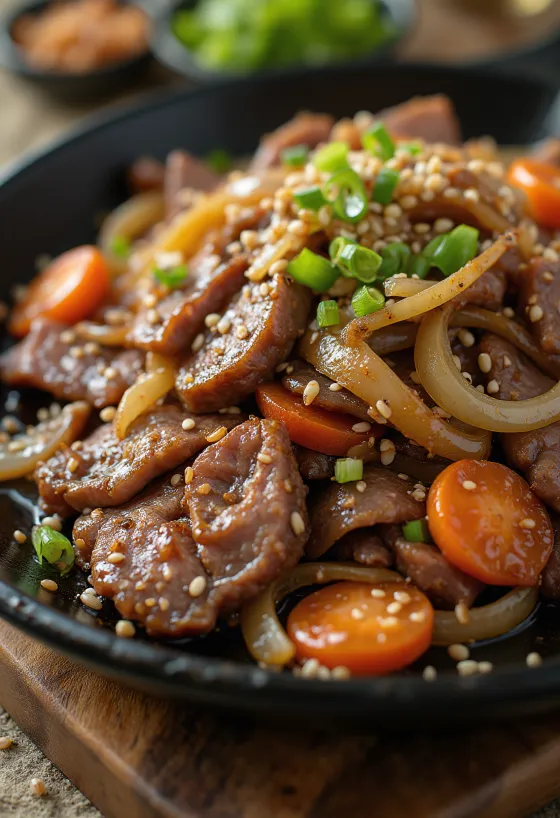 בולגוגי קלאסי מוגש עם בשר בקר וליים