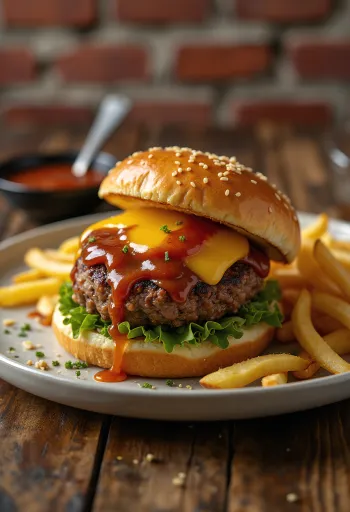 בורגר ברביקיו ודבש מוגש